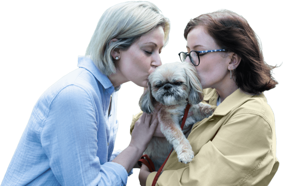 Ambassadors Emma and Maddie with their dog Maisy-image